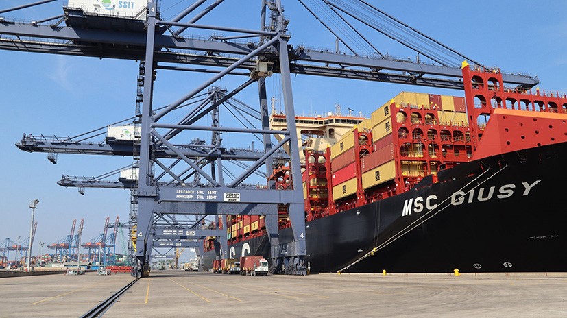 Tàu MSC Giusy cập cảng làm hàng tại Cảng SSIT ngày 11-4-2024 (Ảnh: Tổ Truyền thông).